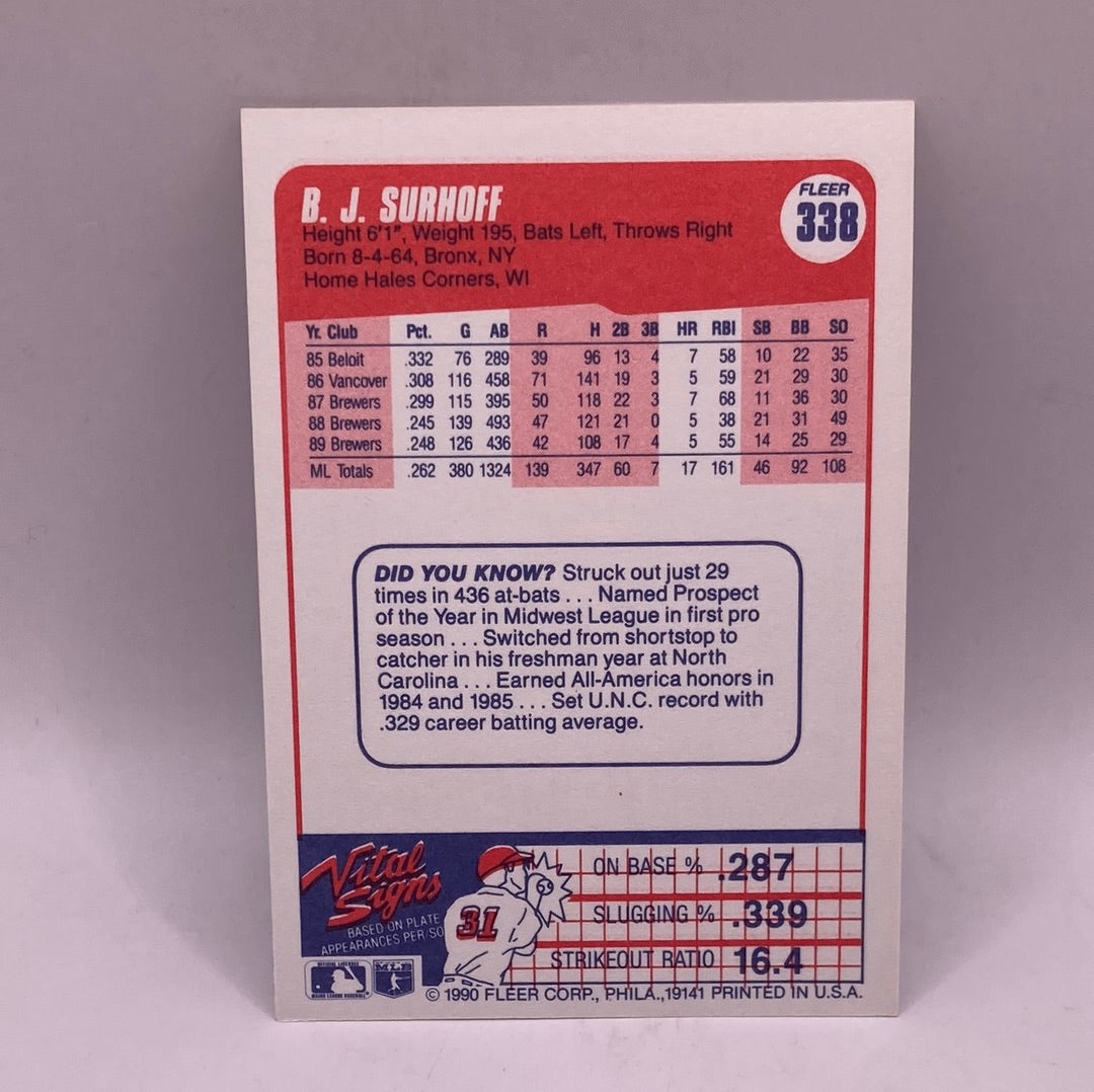 Fleer B.J. Surhoff Sports Card