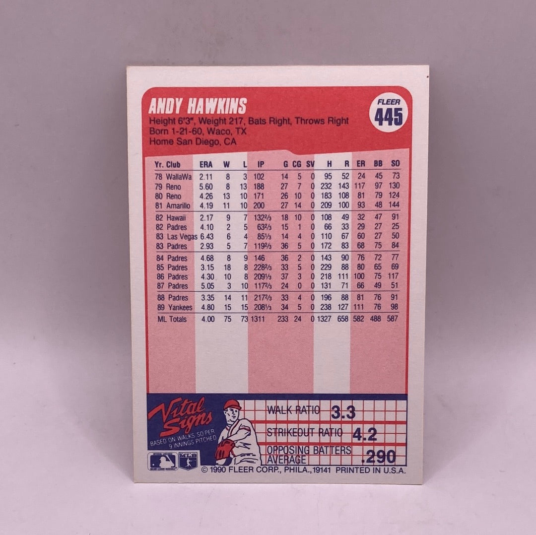Fleer Andy Hawkins Sports Card