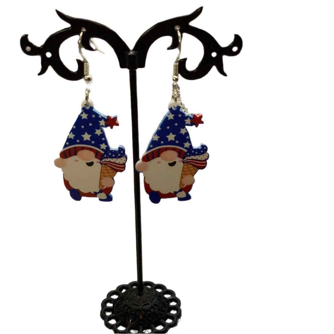 Americana gnome with Ice Cream Earrings Hover Image