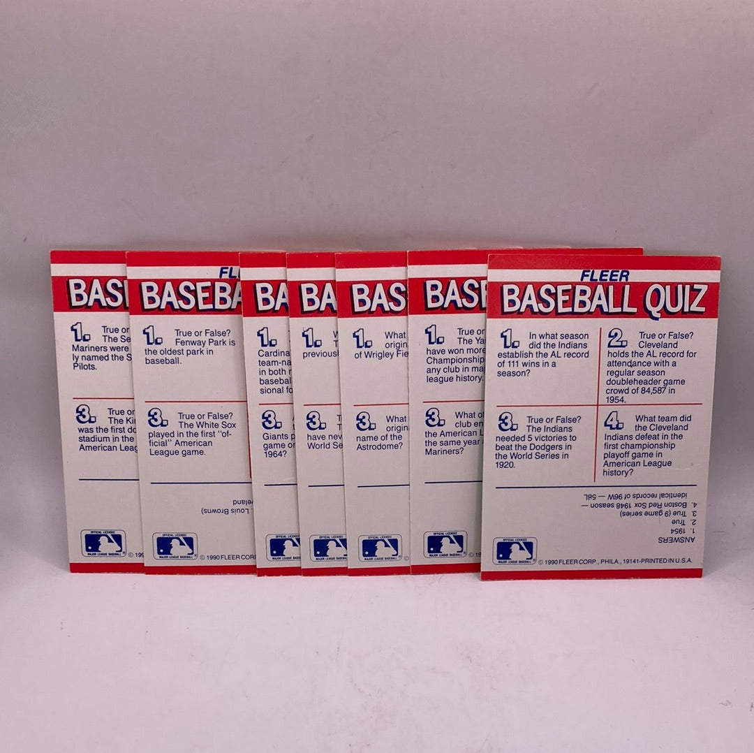 Fleer Baseball Quiz Sports Card