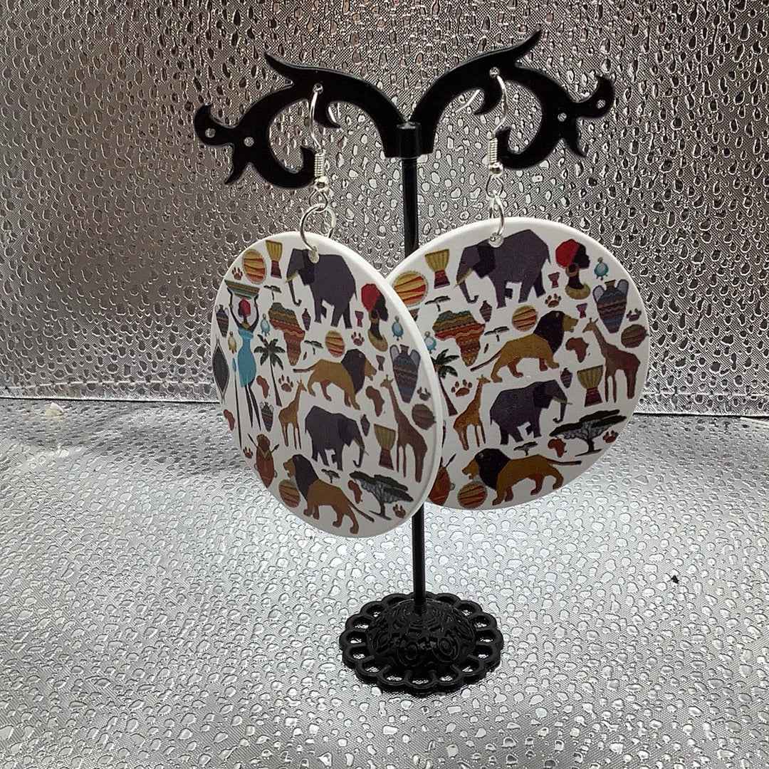 Symbols of Africa round earrings