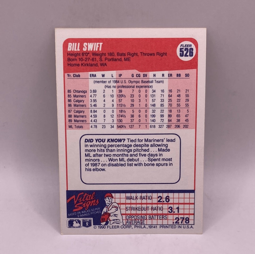 Fleer Bill Swift Sports Card