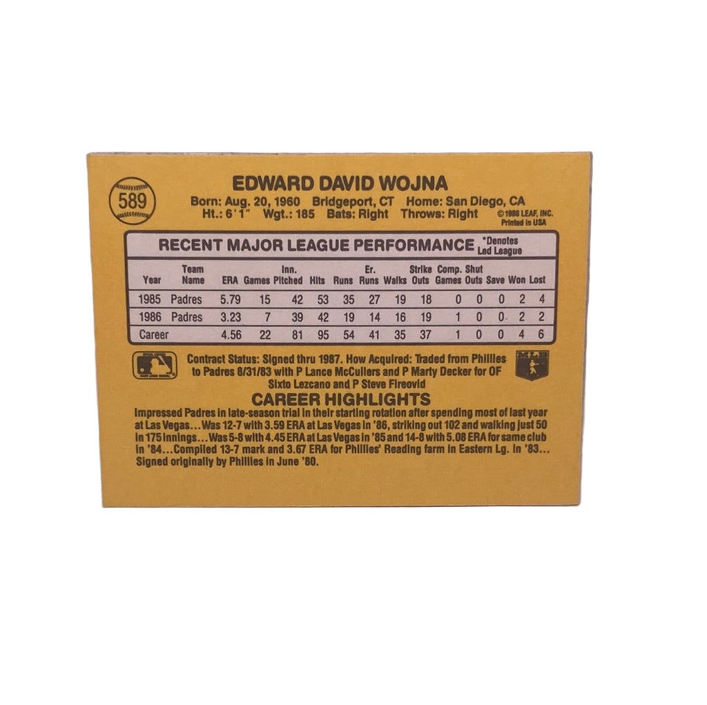 Fleer Edward Wojna Sticker Sports Card