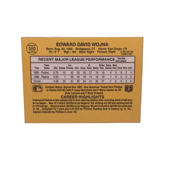 Fleer Edward Wojna Sticker Sports Card