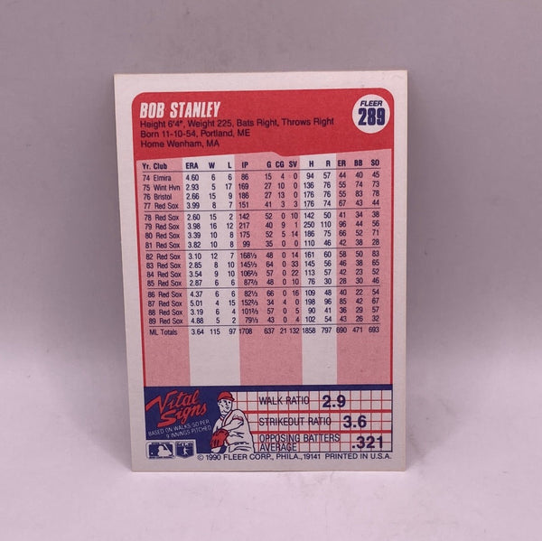 Fleer Bob Stanley Sports Card