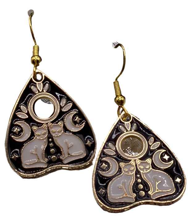 Cat planchette earrings