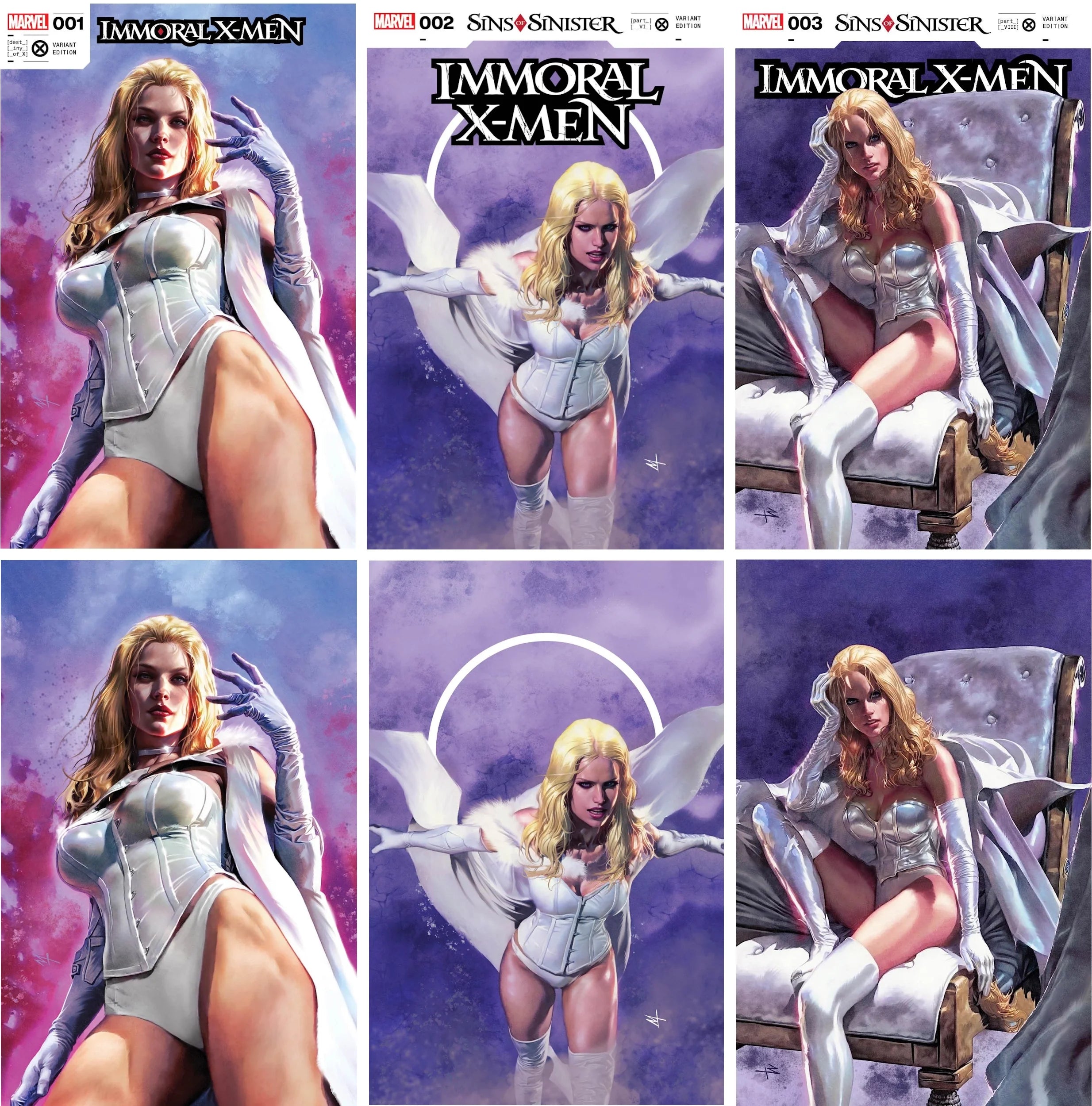 IMMORAL X-MEN #1,2,3 (MARCO TURINI EXCLUSIVE TRADE/VIRGIN VARIANT SET OF 6) ~ Special Bundle Deal! Main image
