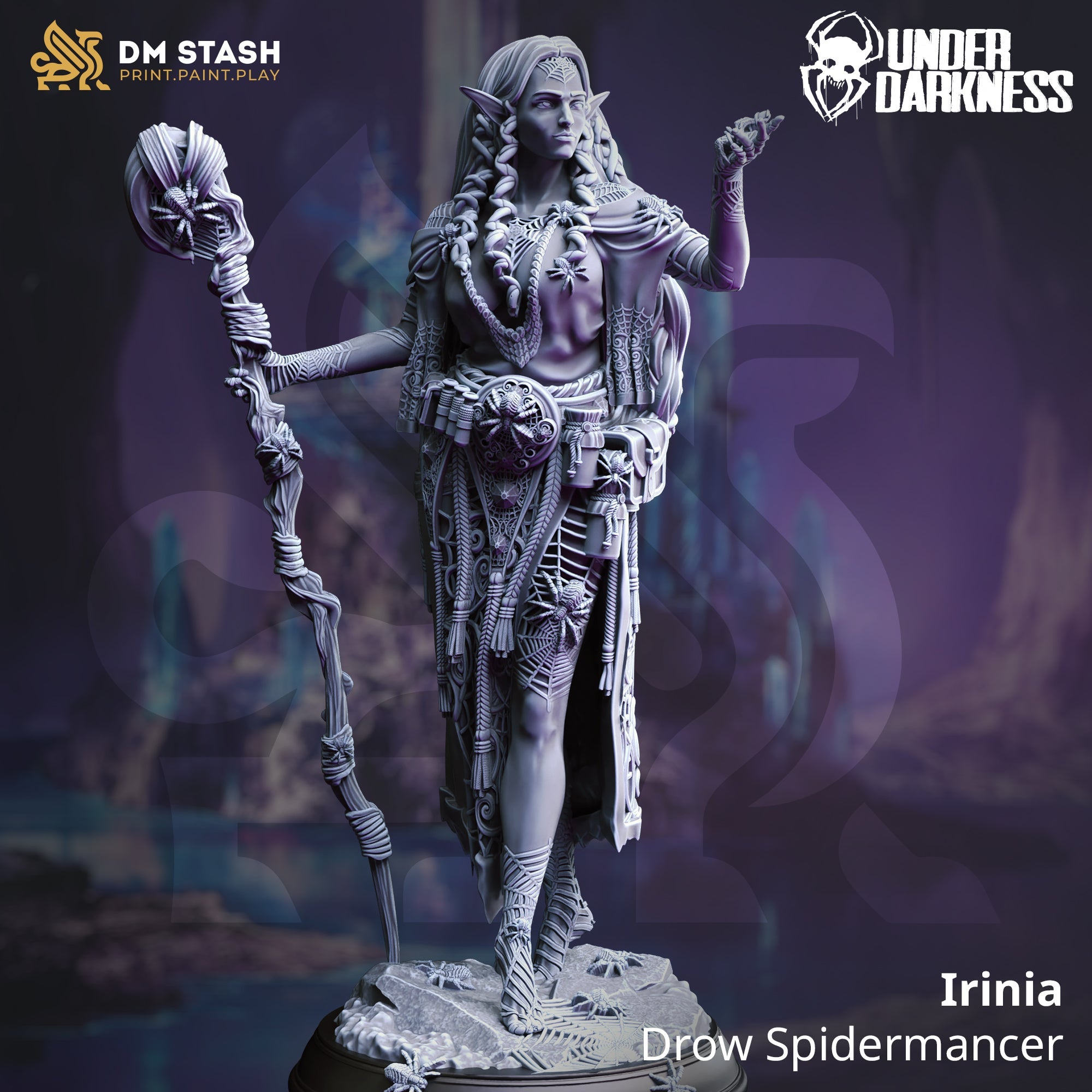 Irinia, Drow Spidermancer (Female Drow Beastmaster) Main image