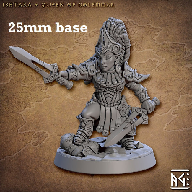 Ishtara, Queen of Golemmar (Female Gnome Fighter Noble) - Collectors World Toys Hover Image