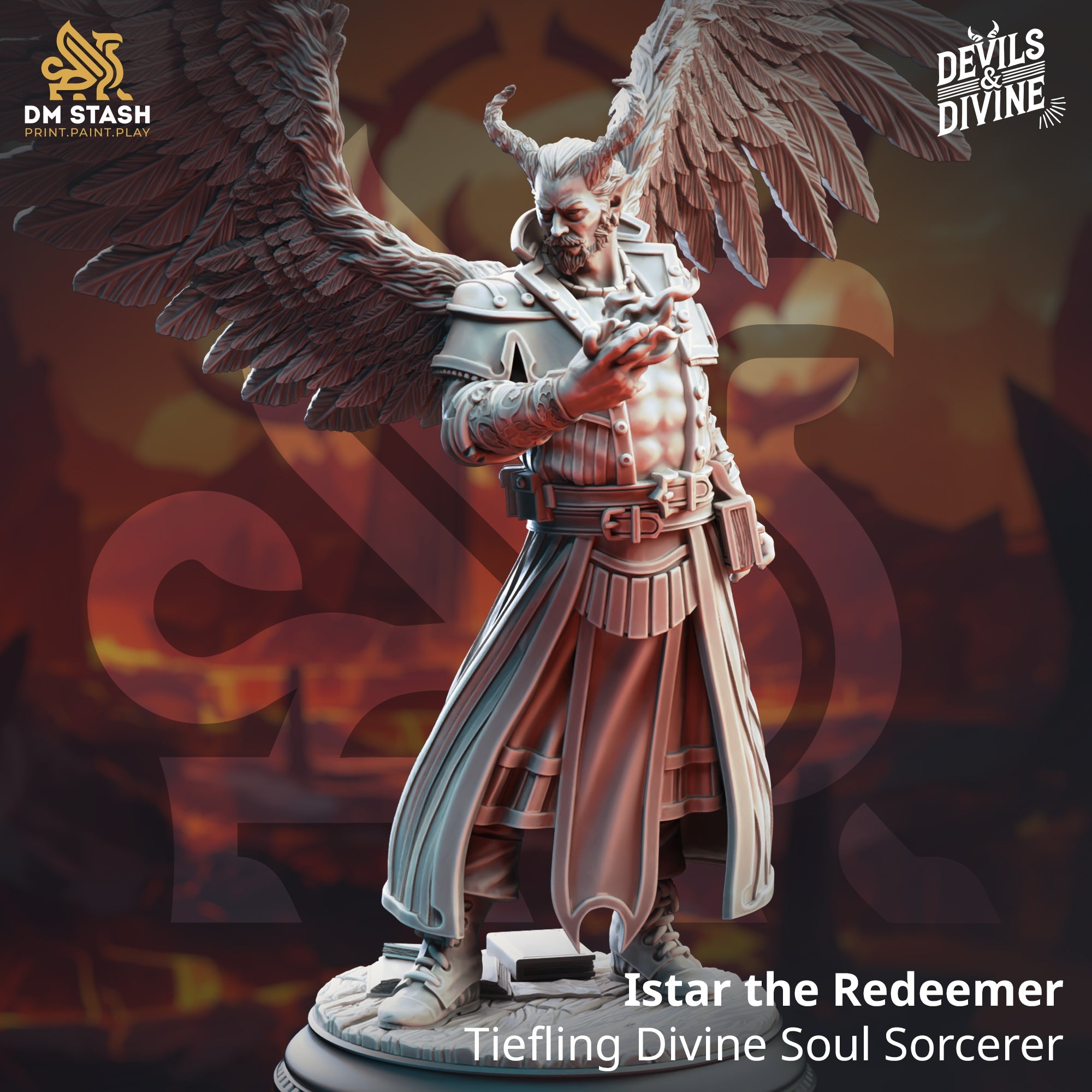 Istar the Redeemer (Male Tiefling Divine Soul Sorcerer) Main image