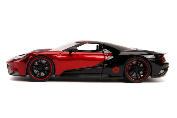 2017 Ford GT with Miles Morales Diecast Figurine "Spider Man" "Marvel" Series 1/24 Diecast Model Car by Jada