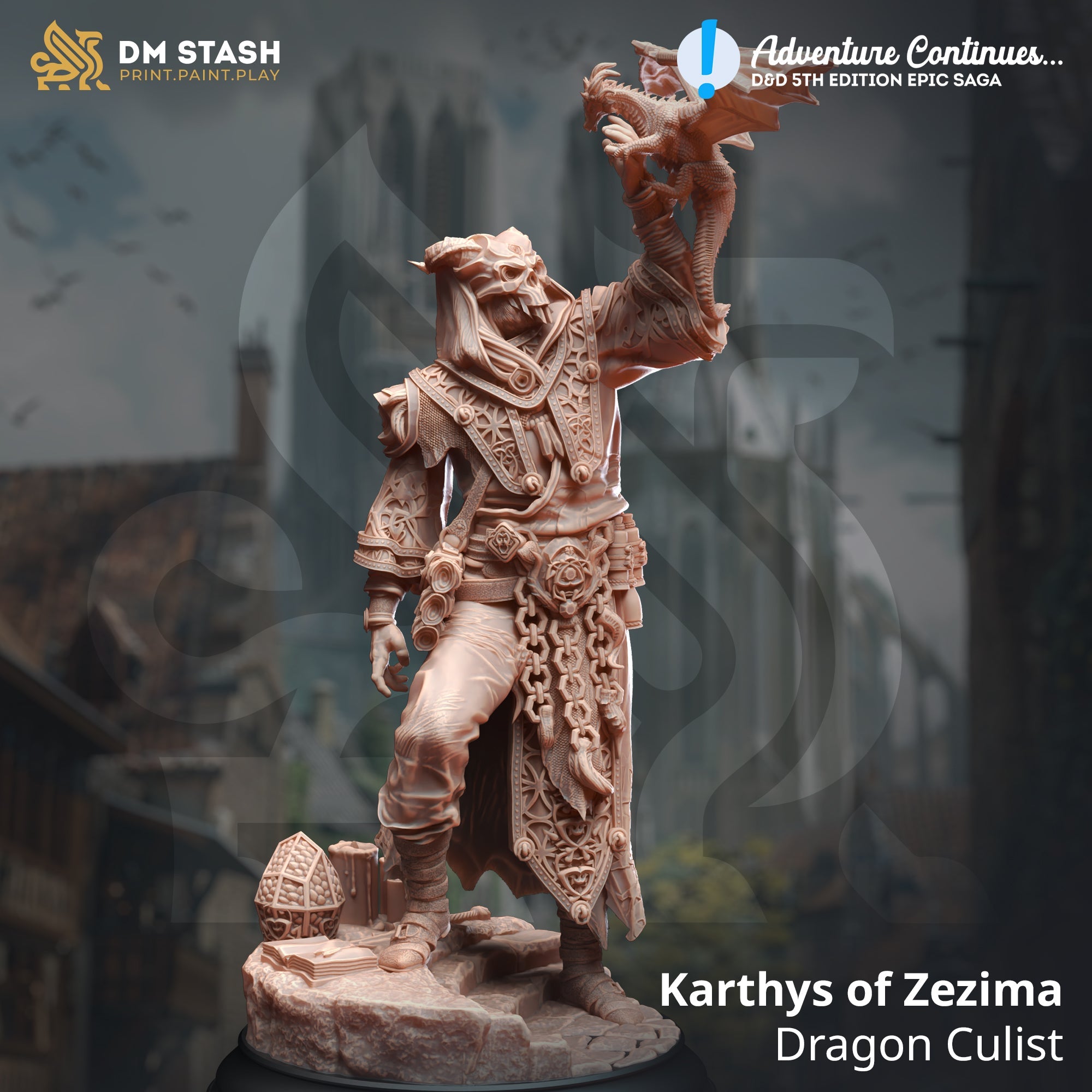 Karthys of Zezima, Dragon Cultist (Male Human Warlock) Main image