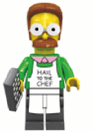 Ned Flanders with Chef Apron Custom Minifig Main image