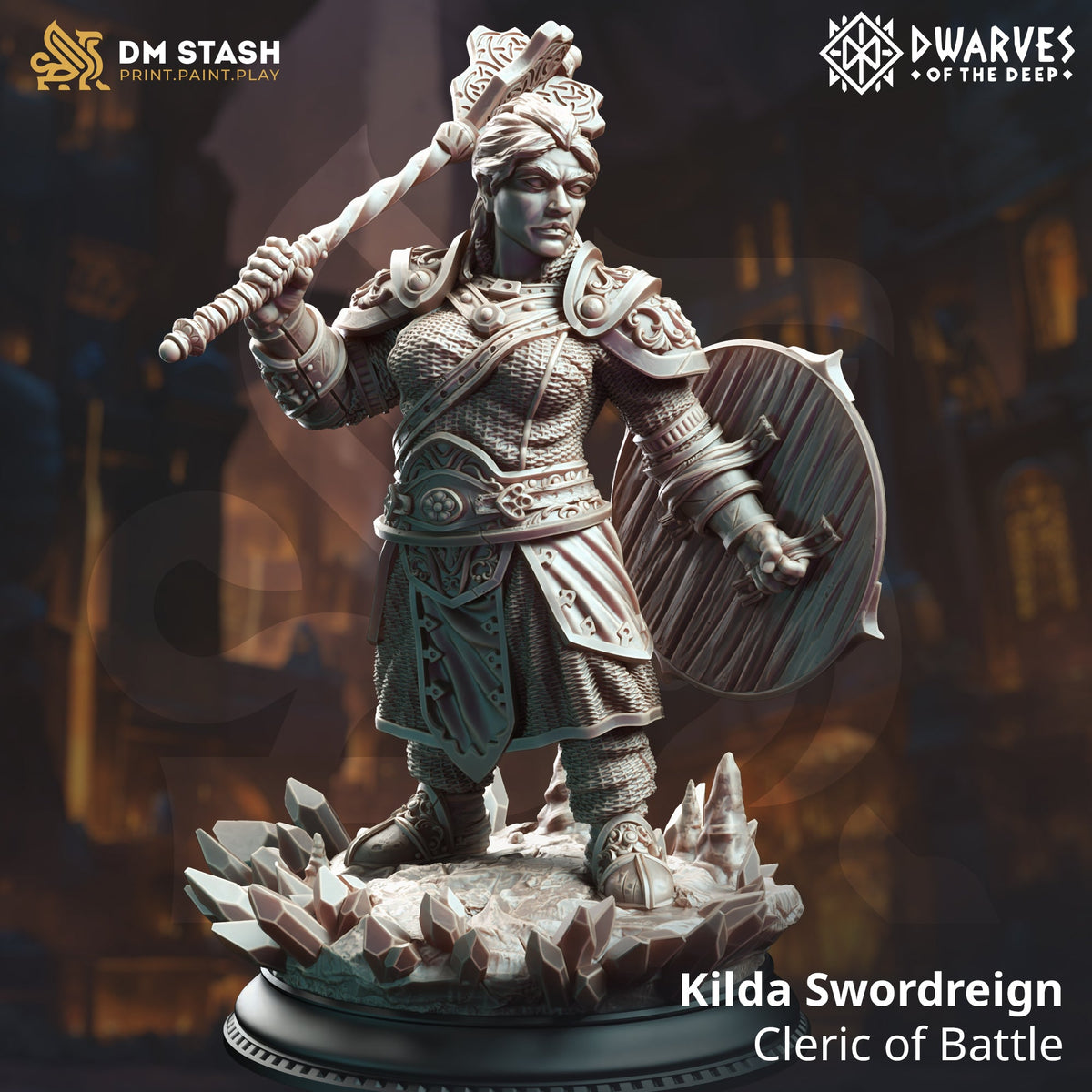 Kilda Swordreign, Cleric of Battle (Female Dwarf Battlecleric)