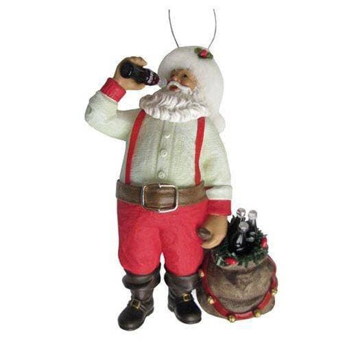 Kurt Adler - Coca Cola Ornament - Choose your Style Santa Drinking Coke with Sack and Bottles