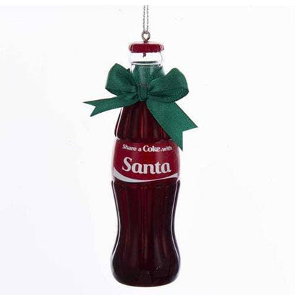 Kurt Adler - Coca Cola Ornament - Choose your Style Santa Bottle 4 1 2-Inch