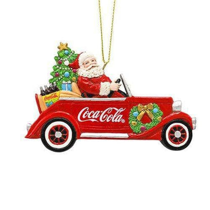 Kurt Adler - Coca Cola Ornament - Choose your Style Santa Driving Car 4 1 4-Inch