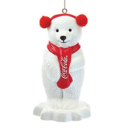 Kurt Adler - Coca Cola Ornament - Choose your Style Polar Bear with Ear Muffs