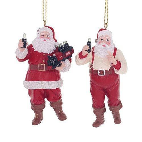 Kurt Adler - Coca Cola Ornament - Choose your Style Santa 3 3 4-Inch Resin - Set of 2