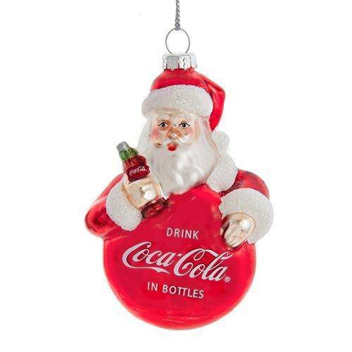 Kurt Adler - Coca Cola Ornament - Choose your Style Santa 3 1 2-Inch Glass