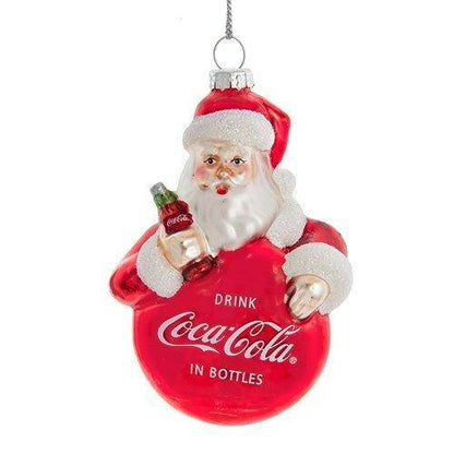 Kurt Adler - Coca Cola Ornament - Choose your Style Santa 3 1 2-Inch Glass