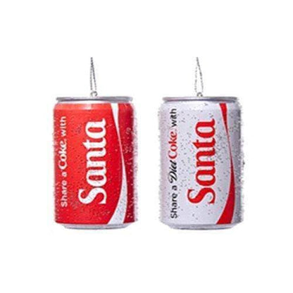 Kurt Adler - Coca Cola Ornament - Choose your Style Santa Share Coke & Diet Coke 3-Inch - Set of 2