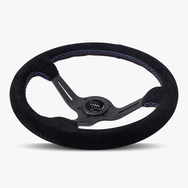 The Le Mans | Black Alcantara Suede | Black Spoke | Bavarian Stitch