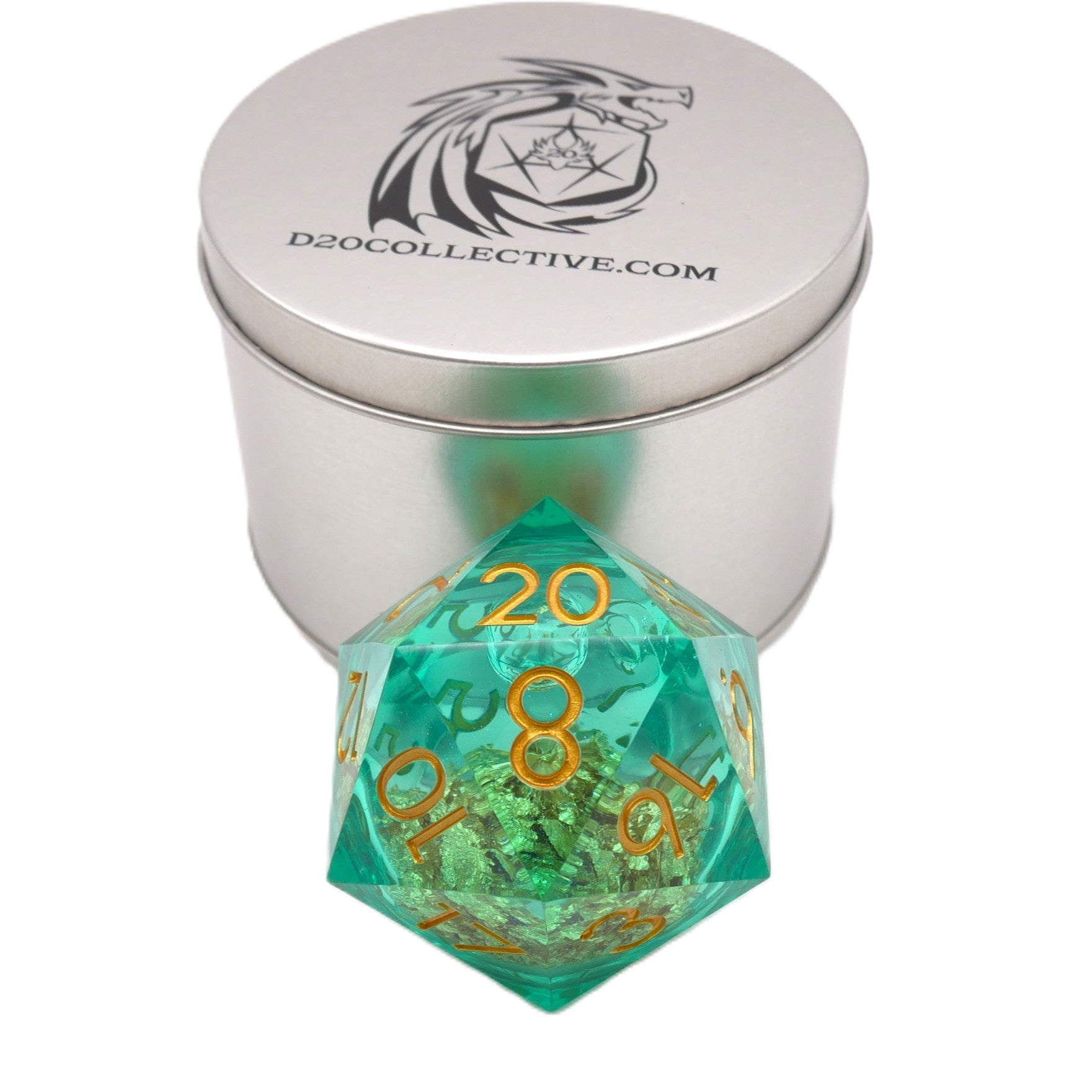 Leprechaun's Gold - Giant D20 Liquid Core DnD Dice Set | Acrylic RPG Gaming Dice - Collectors World Toys