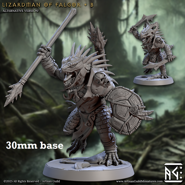 Lizardman of Falgor: Sculpt B (Male Lizardfolk Warrior) - Hover Image