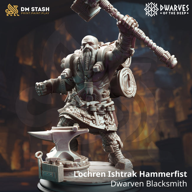 Lochren Ishtrak Hammerfist, Dwarven Blacksmith (Male Dwarf Barbarian) Hover Image