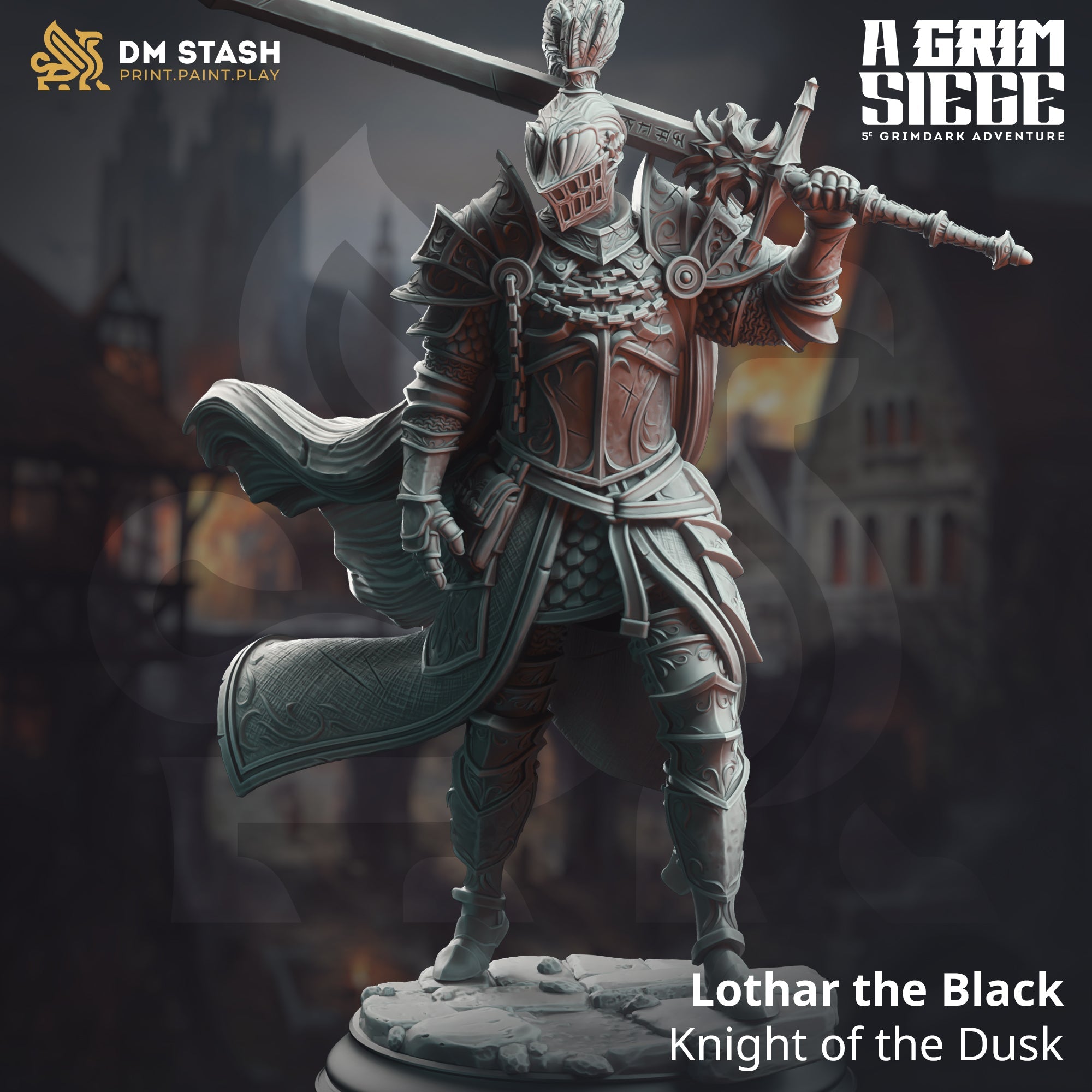 Lothar the Black, Knight of the Dusk (Male Human Dark Paladin)