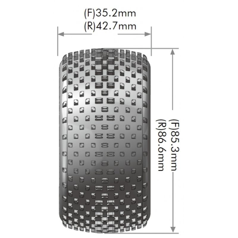 Louise R/C - E-Hornet 1/10 4WD Front Buggy Tire, Soft, Mounted on White Rim, for Kyosho 12mm Hex