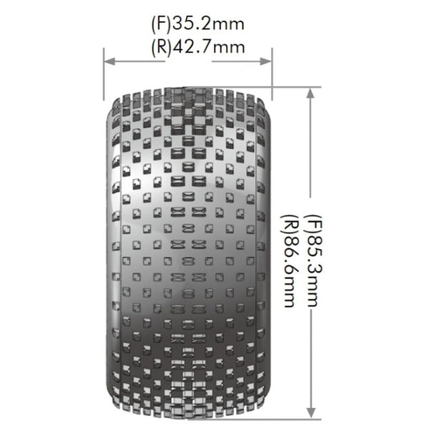 Louise R/C - E-Hornet 1/10 4WD Front Buggy Tire, Soft, Mounted on White Rim, for Kyosho 12mm Hex