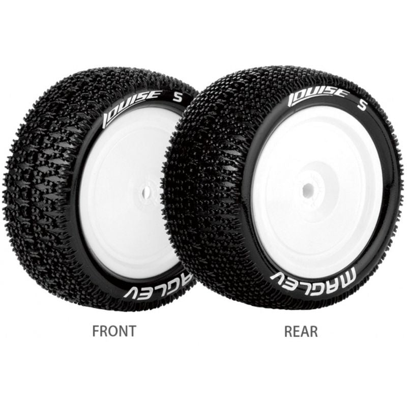 E-Maglev 1/10 4WD Front Buggy Tire, Soft, Mounted on White