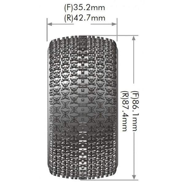 E-Maglev 1/10 4WD Rear Buggy Tire, Soft, Mounted on White Rim, for Kyosho 12mm Hex