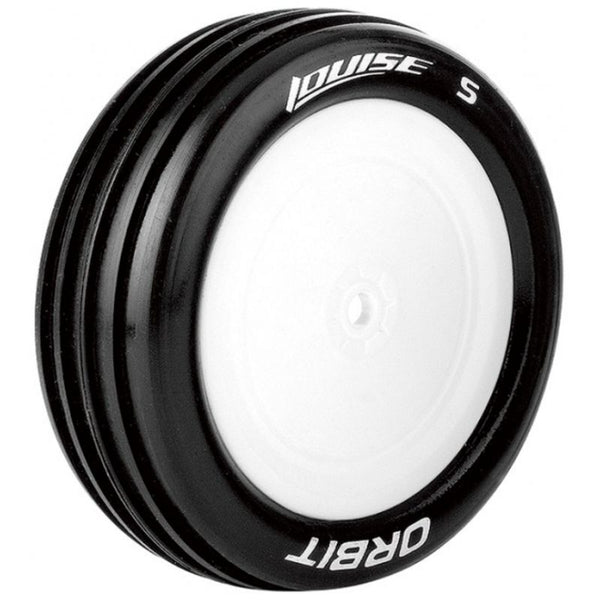 E-Orbit 1/10 2WD Front Buggy Tire, Soft, Mounted on White Rim, for Associated B4