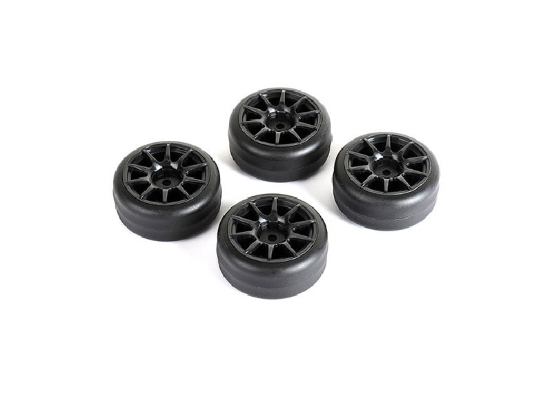 Drift Tires + Wheels 10 Spoke Black +1mm (4pcs), Fits LMX
