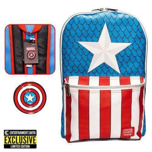 Loungefly Captain America Cosplay Backpack with Pin Set - Entertainment Earth Exclusive Hover Image