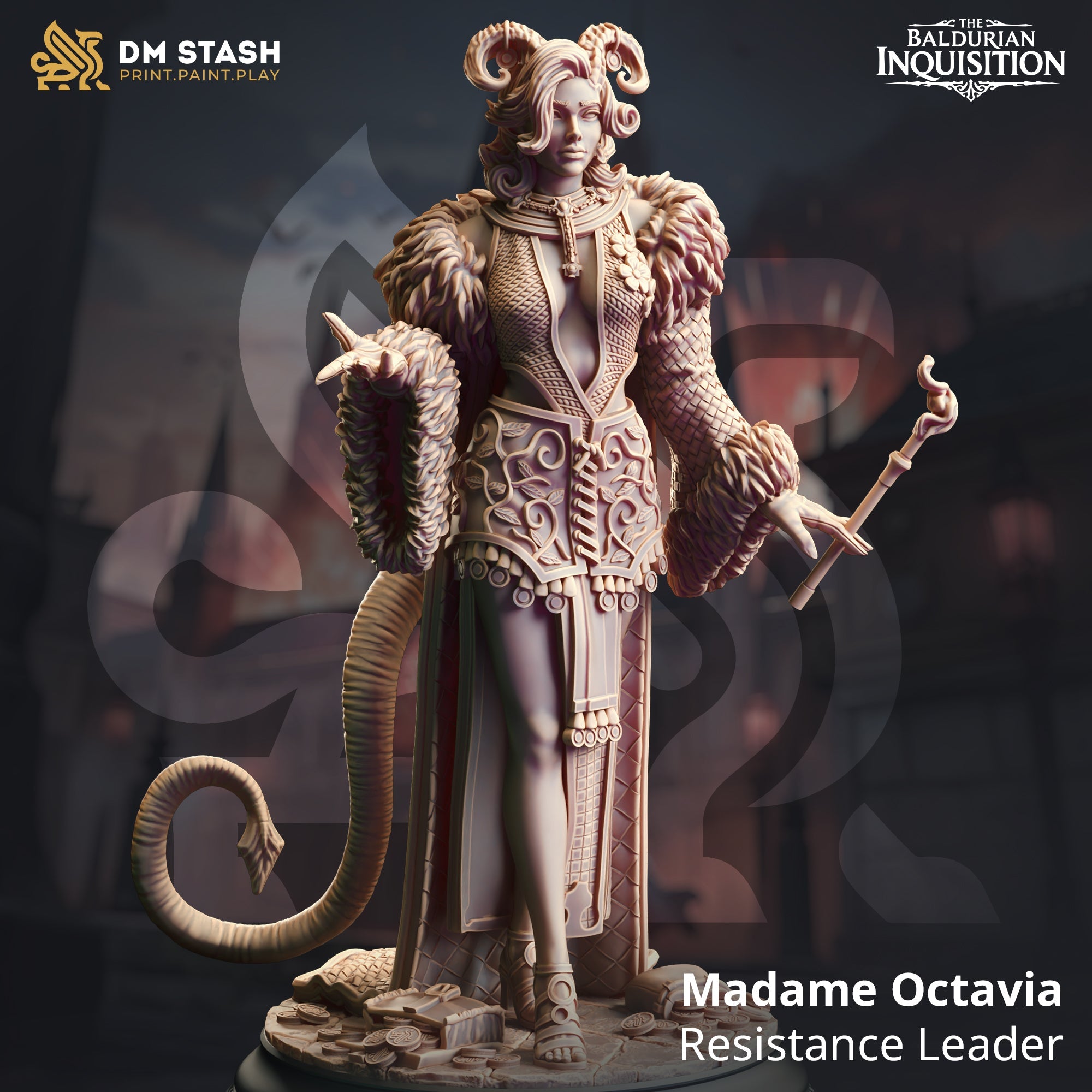 Madame Octavia, Resistance Leader (Female Tiefling Warlock) Main image