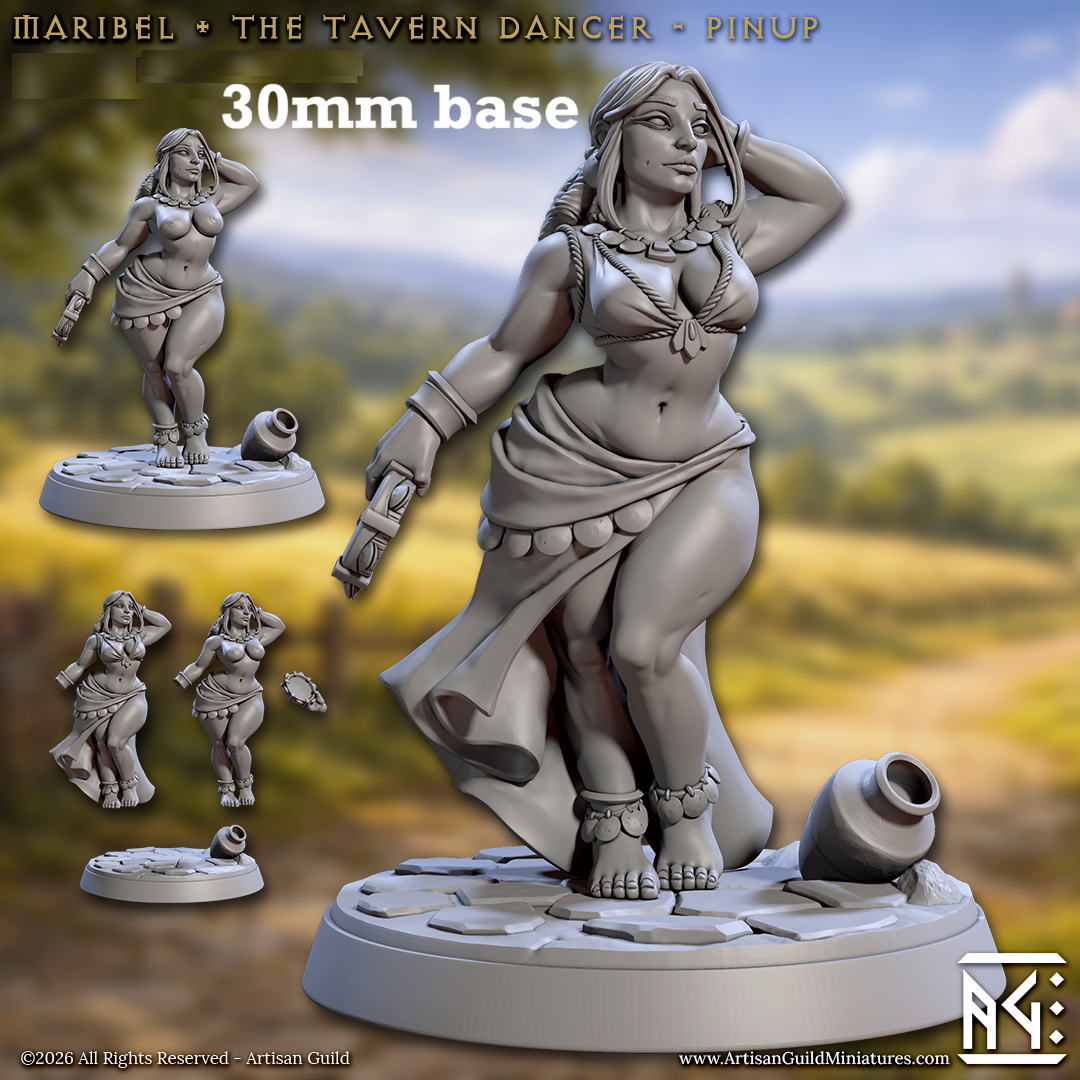 Maribel the Tavern Dancer (Female Human Bard Pinup) Main image