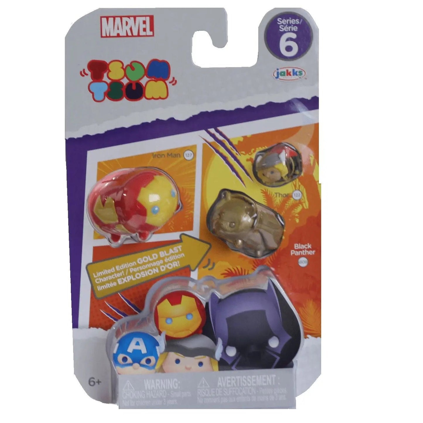 Marvel Tsum Tsum 3-Pack Mini-Figures Series 6: Select Figure(s) Iron Man, Black Panther and Thor