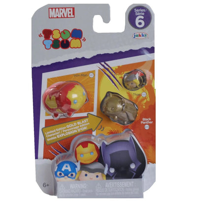 Marvel Tsum Tsum 3-Pack Mini-Figures Series 6: Select Figure(s) Iron Man, Black Panther and Thor