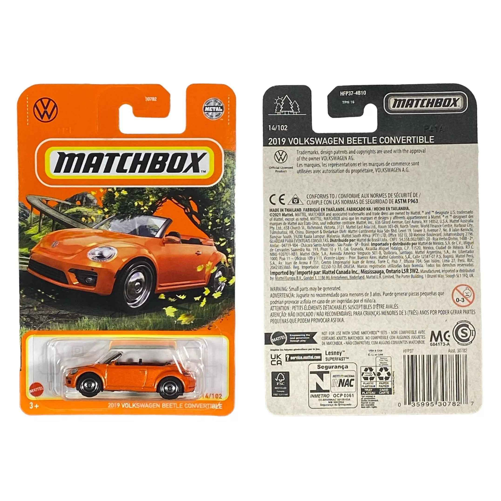 Matchbox 2019 Volkswagen Beetle Convertible Orange 14/102 HFP37