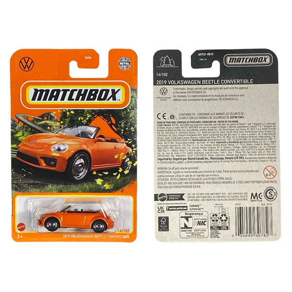 Matchbox 2019 Volkswagen Beetle Convertible Orange 14/102 HFP37