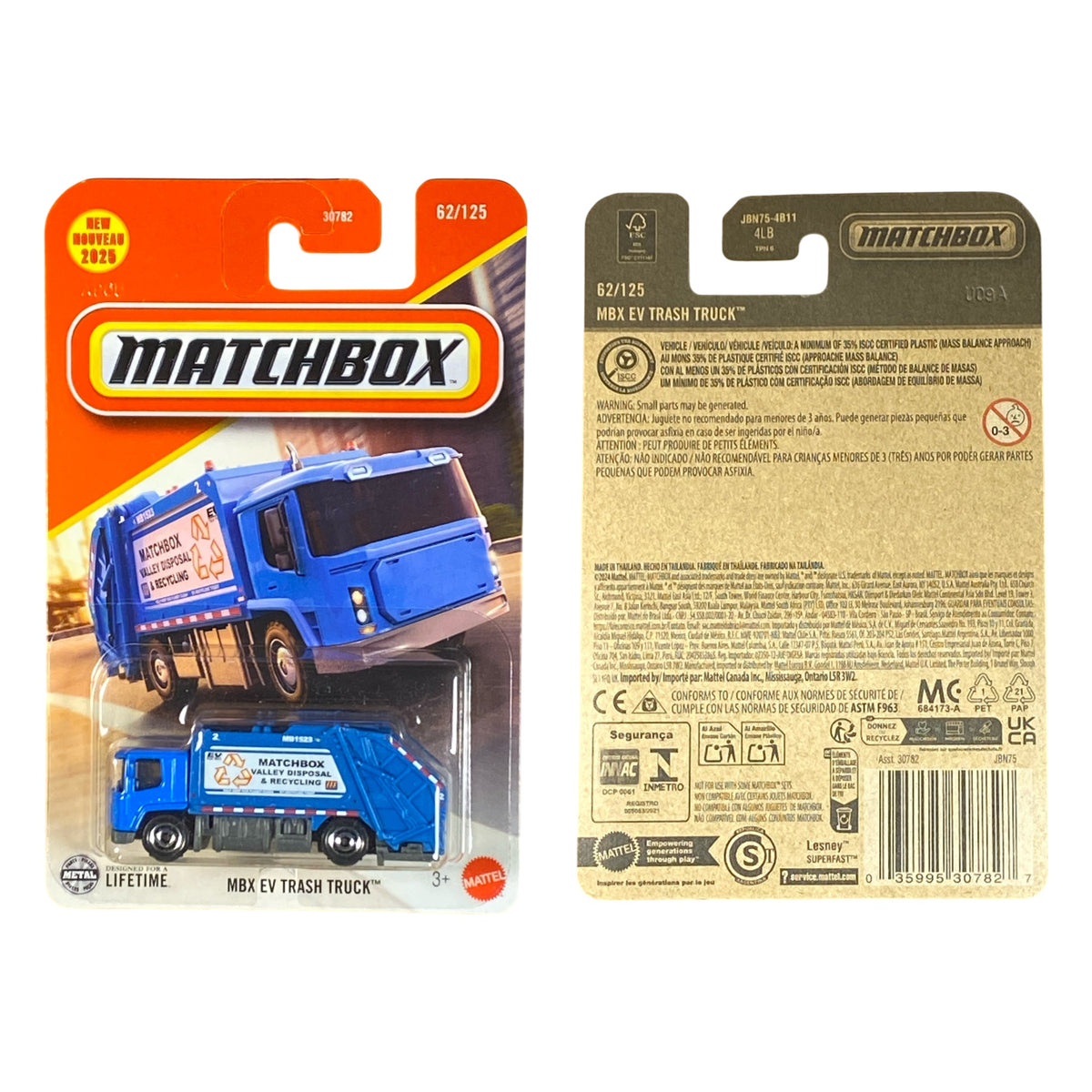 Matchbox MBX EV Trash Truck Blue 62/125 JBN75