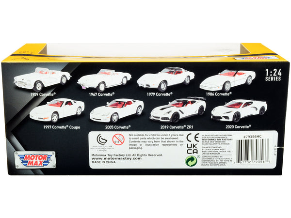 2019 Chevrolet Corvette C7 ZR1 White and Black with Red Interior "History of Corvette" Series 1/24 Diecast Model Car by Motormax