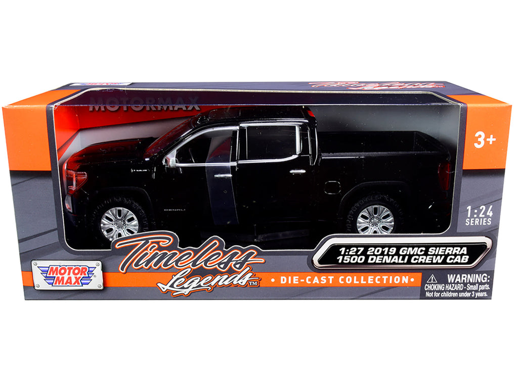 2019 GMC Sierra 1500 Denali Crew Cab Pickup Truck Black 1/24-1/27 Diecast Model Car by Motormax