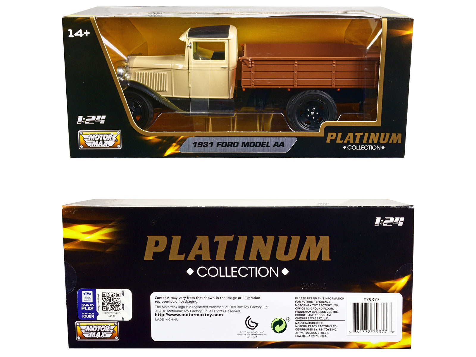 1931 Ford Model AA Pickup Truck Cream and Black "Platinum Collection" Series 1/24 Diecast Model Car by Motormax