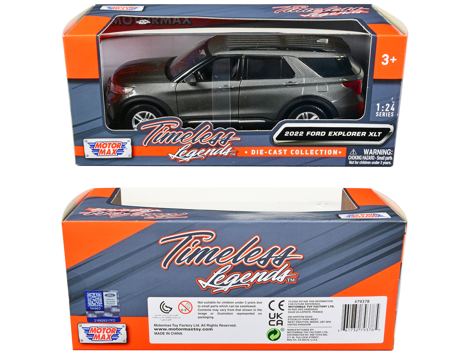 2022 Ford Explorer XLT Gray Metallic "Timeless Legends" Series 1/24 Diecast Model Car by Motormax