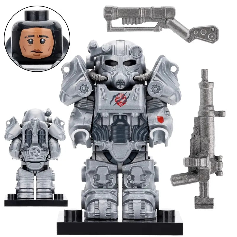 Fallout silver T-60 Power Armor Custom Minifig - Collectors World Toys